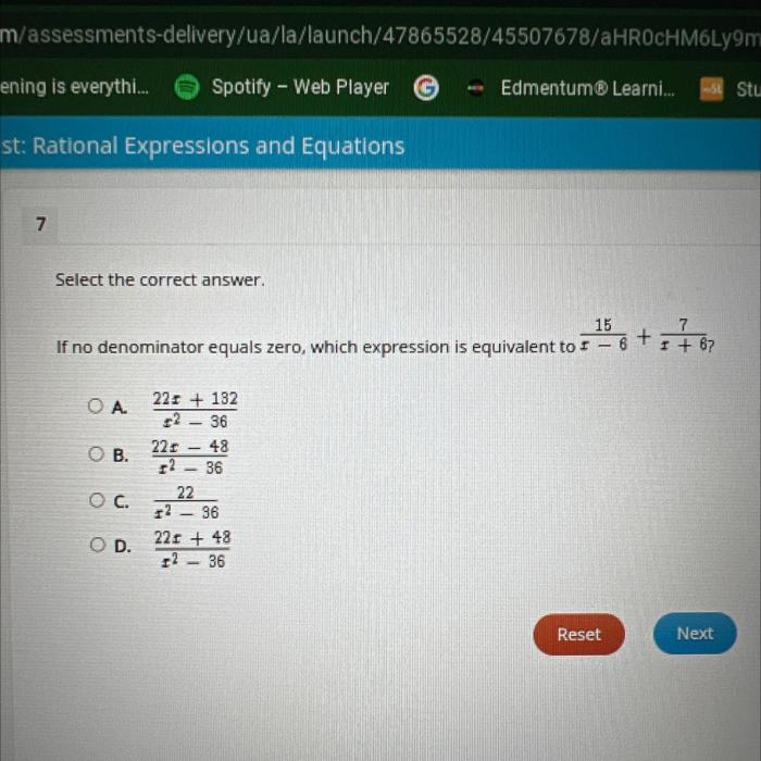 Which expression is equivalent to if no denominator equals zero