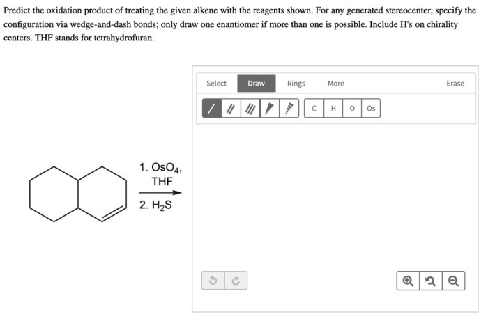 Predict the oxidation product of treating the given alkene