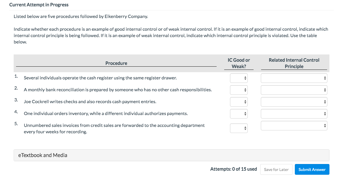 Listed below are five procedures followed by gilmore company