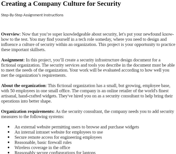 Creating a company culture for security - design document coursera