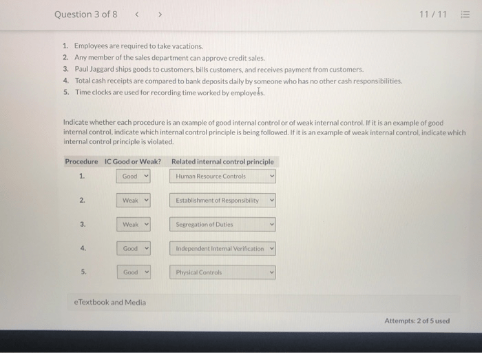 Listed below are five procedures followed by gilmore company